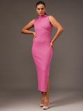 STREET 9 Women High Neck Sleeveless Sheath Dress