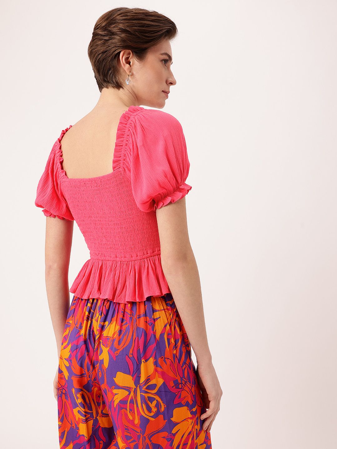 DressBerry Spectrum Smocked Off-Shoulder Fitted Top