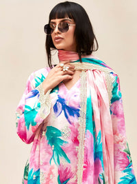 Indo Era Women Floral Embroidered Regular Thread Work Kurta with Trousers & With Dupatta