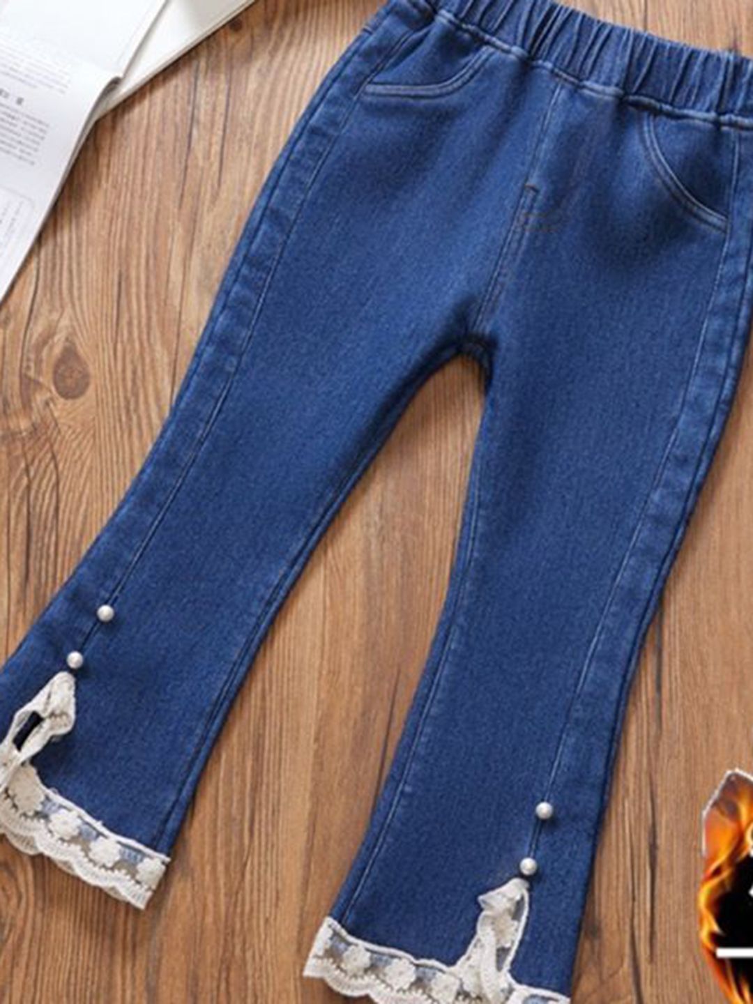 YK Girls Comfort Relaxed Fit High-Ris Light Fade Embellished Stretchable Jeans