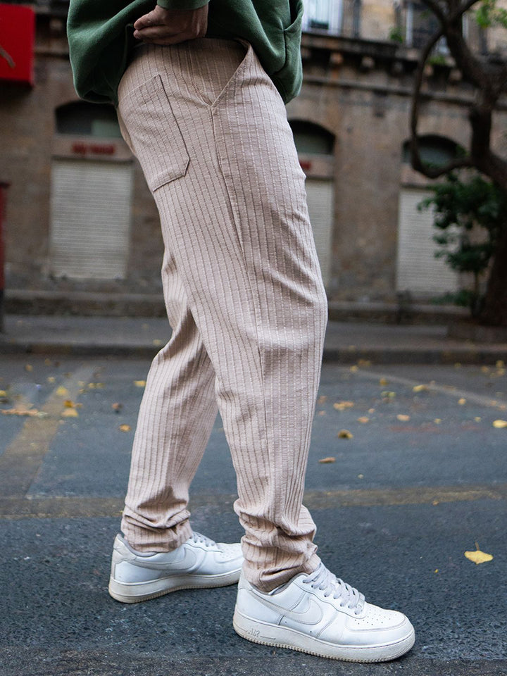 Powerlook Men Beige Regular Fit Crushed Drop Needle Track Pant