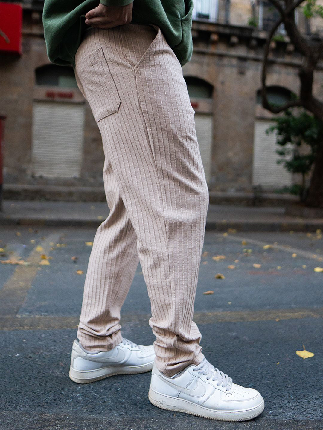 Powerlook Men Beige Regular Fit Crushed Drop Needle Track Pant