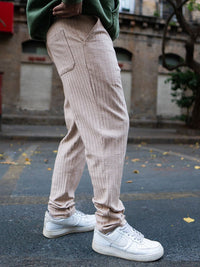 Powerlook Men Beige Regular Fit Crushed Drop Needle Track Pant