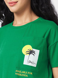 SPYKAR Graphic Printed Round Neck Half Sleeves Boxy T-shirt