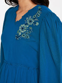AND V-Neck Embellished Tiered Fit & Flare Dress