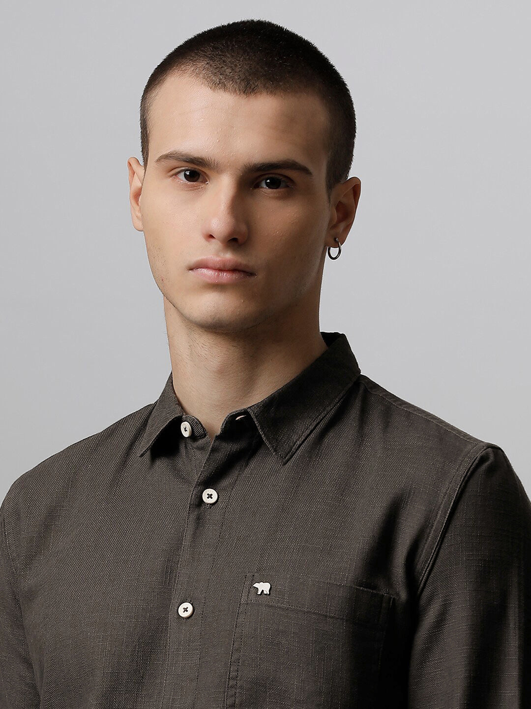 THE BEAR HOUSE Slim Fit Opaque Casual Pure Cotton Shirt