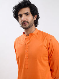 VASTRAMAY Mandarin Collar Cotton Straight Kurta