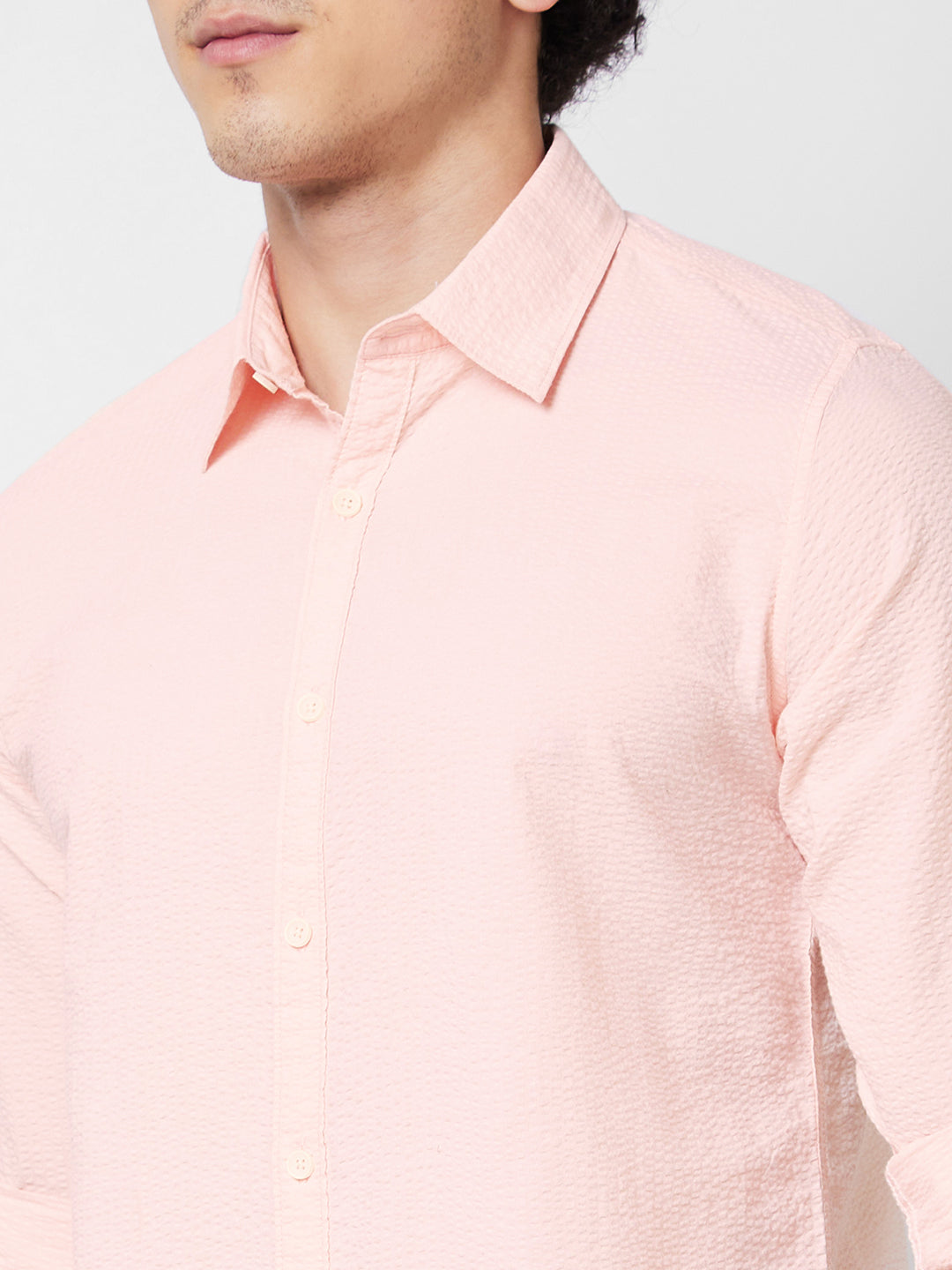 SPYKAR Textured Long Sleeves Pure Cotton Casual Shirt