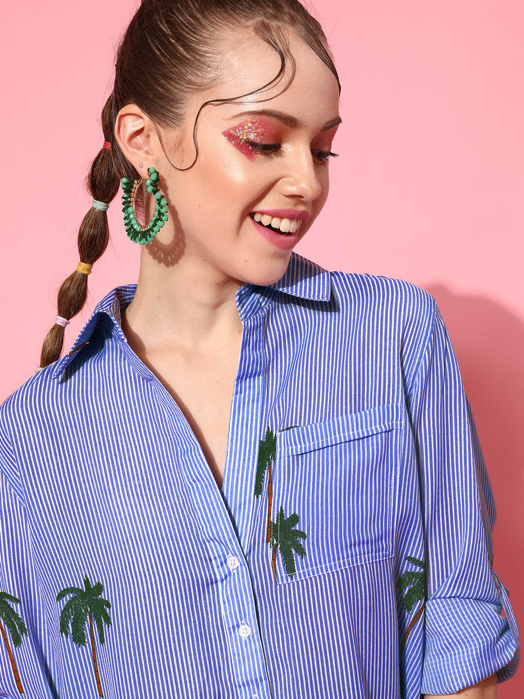 STREET 9 Women Blue Graphic Shirt