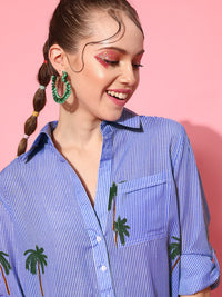 STREET 9 Women Blue Graphic Shirt