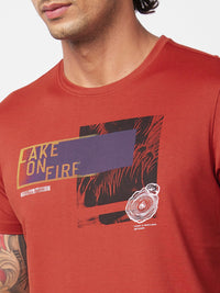 SPYKAR Graphic Printed Slim Fit Cotton T-Shirt
