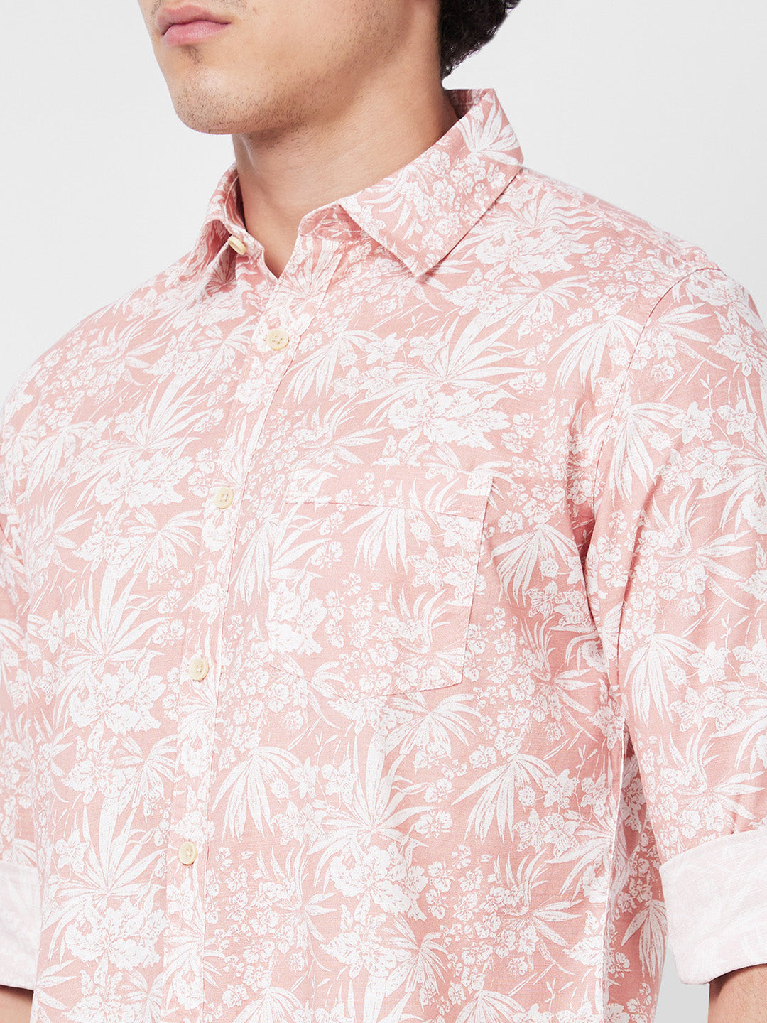 SPYKAR Floral Printed Spread Collar Cotton Casual Shirt