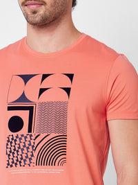 SPYKAR Graphic Printed Round Neck Cotton Slim Fit T-shirt