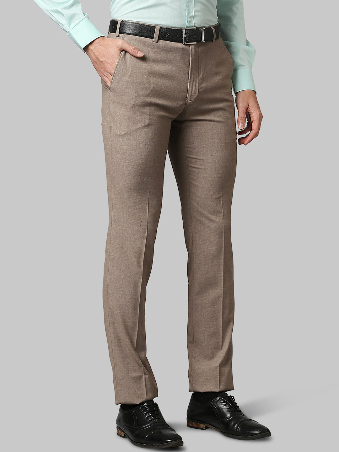 Raymond Men Brown Solid Slim Fit Formal Trousers