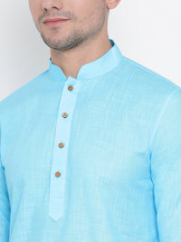 VASTRAMAY Men Blue Solid Straight Kurta
