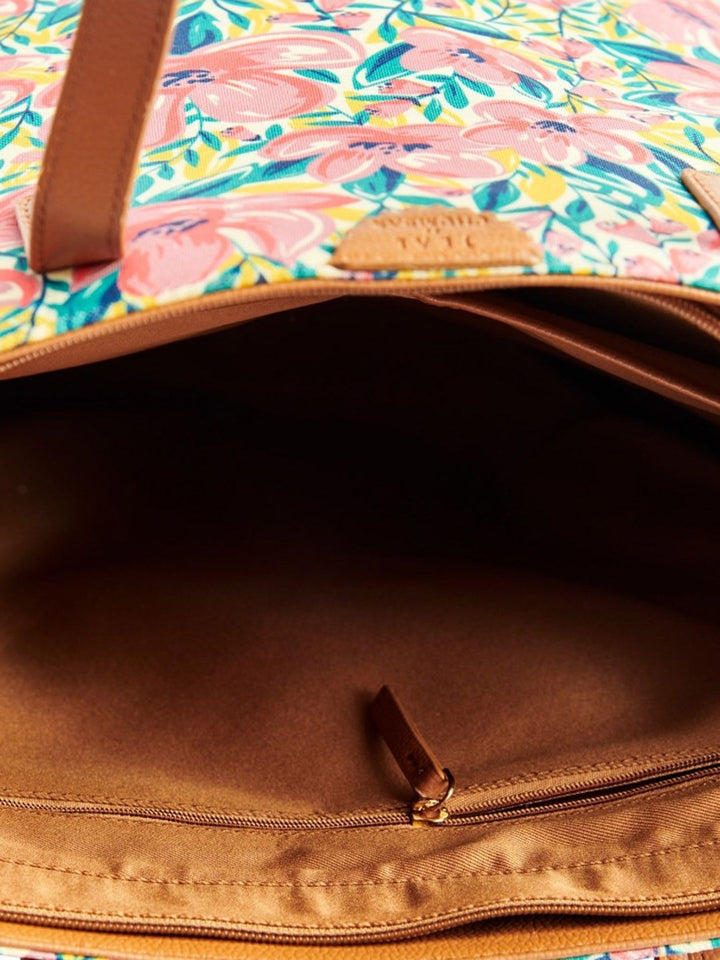 TEAL BY CHUMBAK Floral Printed Oversized Shopper Tote Bag