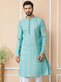 See Designs Mandarin Collar Ethnic Motifs Thread Work Chanderi Silk Kurta