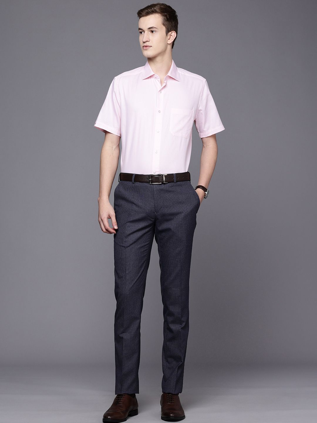 Raymond Men Textured Slim Fit Formal Trousers