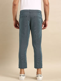 Being Human Men Cotton Linen Striped Chinos Trousers