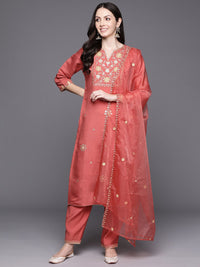 Indo Era Women Floral Embroidered Regular Sequinned Kurta with Trousers & With Dupatta