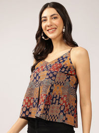 Anouk Ethnic Printed Sleeveless Cotton Peplum Crop Top