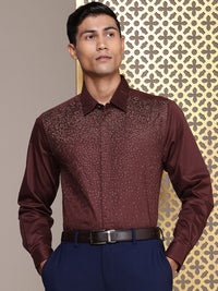 House of Pataudi Self Design Pure Cotton Opaque Party Shirt