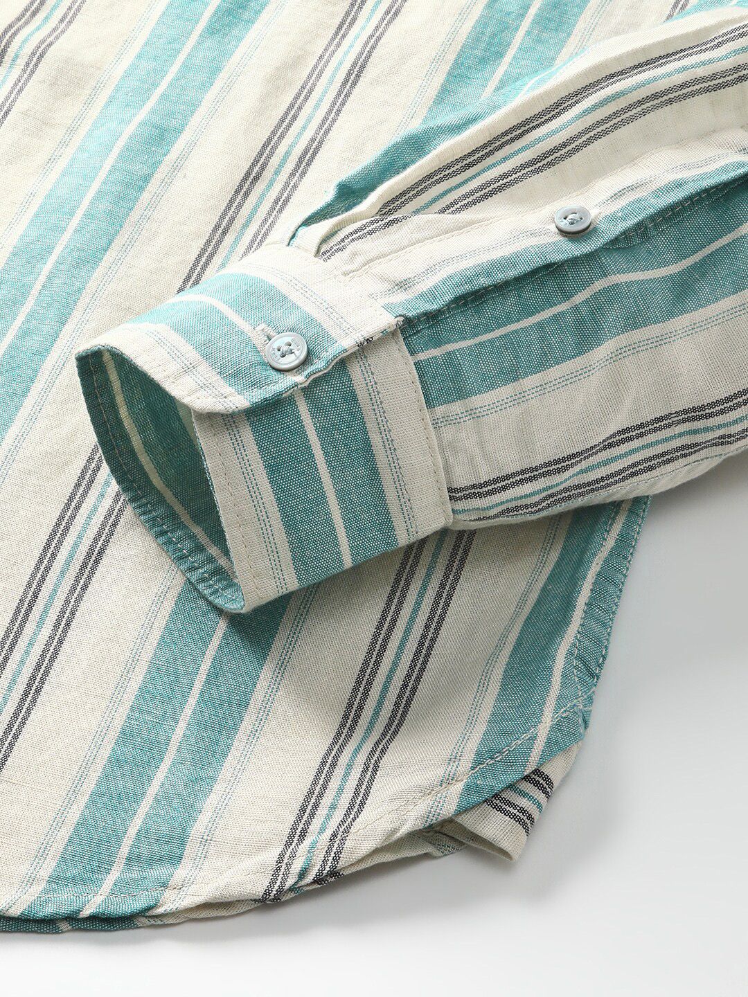 THE BEAR HOUSE Button-Down Collar Slim Fit Striped Casual Cotton Linen Shirt