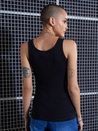 SASSAFRAS Black Scoop Neck Tank Top