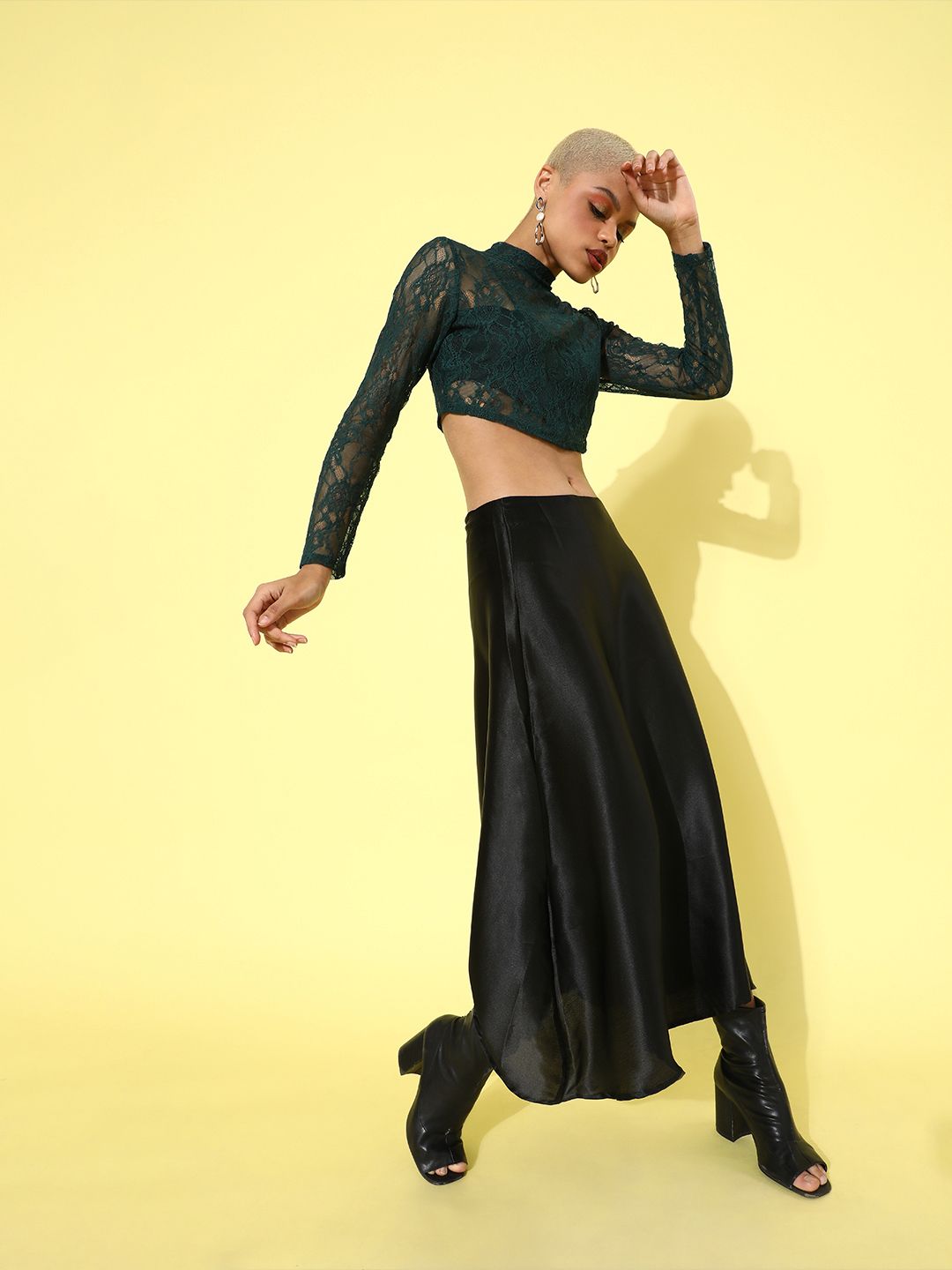 STREET 9 Women Green Floral Lace Top