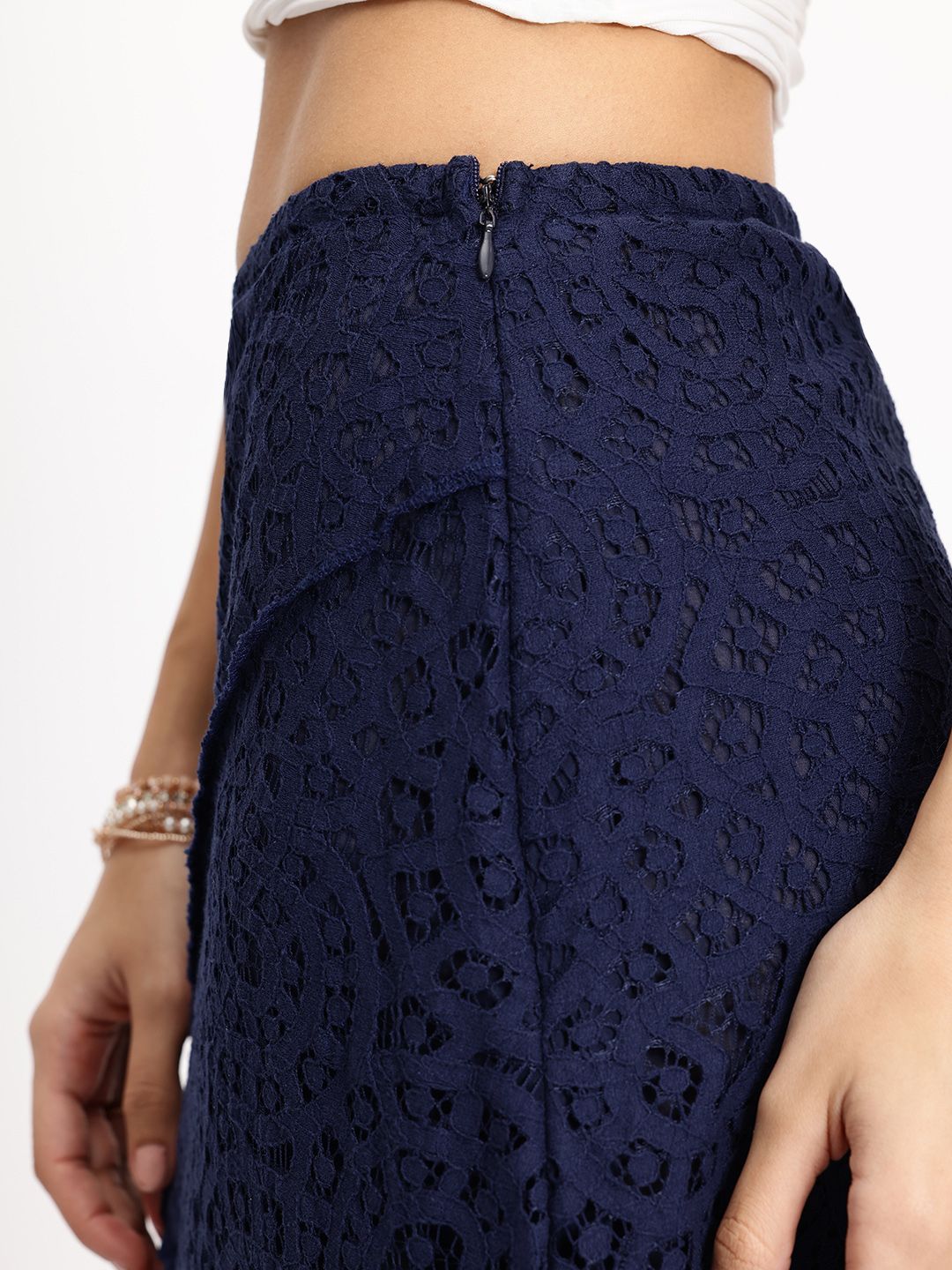 DressBerry Tiered Lace Asymmetric A-Line Midi Skirt