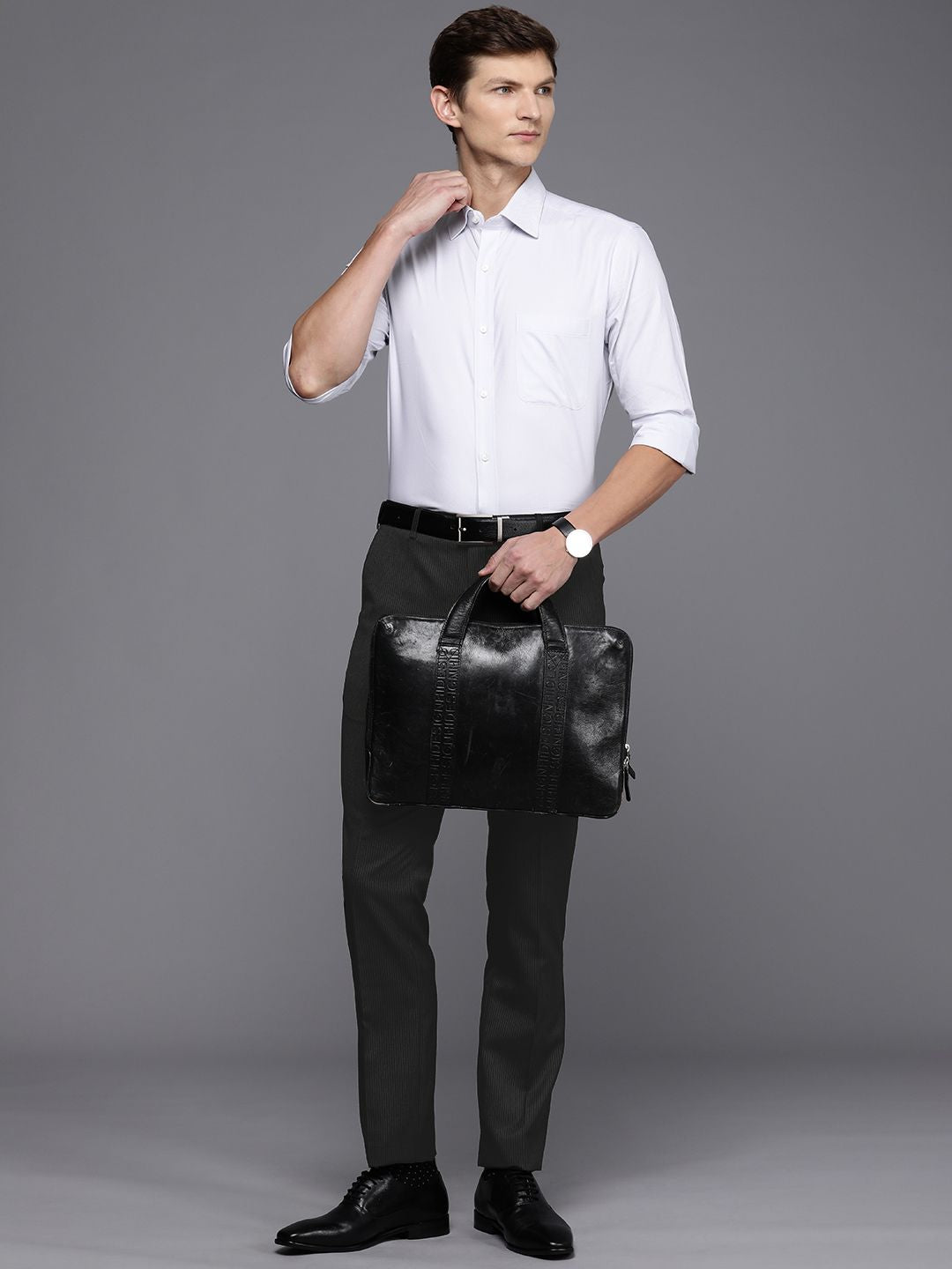 Raymond Men Striped Slim Fit Formal Trousers