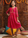 pspeaches Girls Printed Fit & Flare Georgette Ethnic Dress