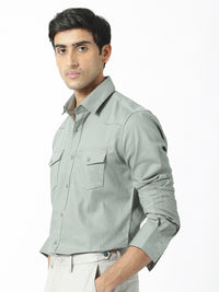 RARE RABBIT Men Belia Slim Fit Spread Collar Cotton Shirt