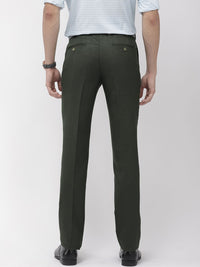 Raymond Men Green Slim Fit Solid Formal Trousers
