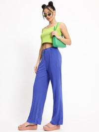 DressBerry Women Plisse Flare Goals Trousers