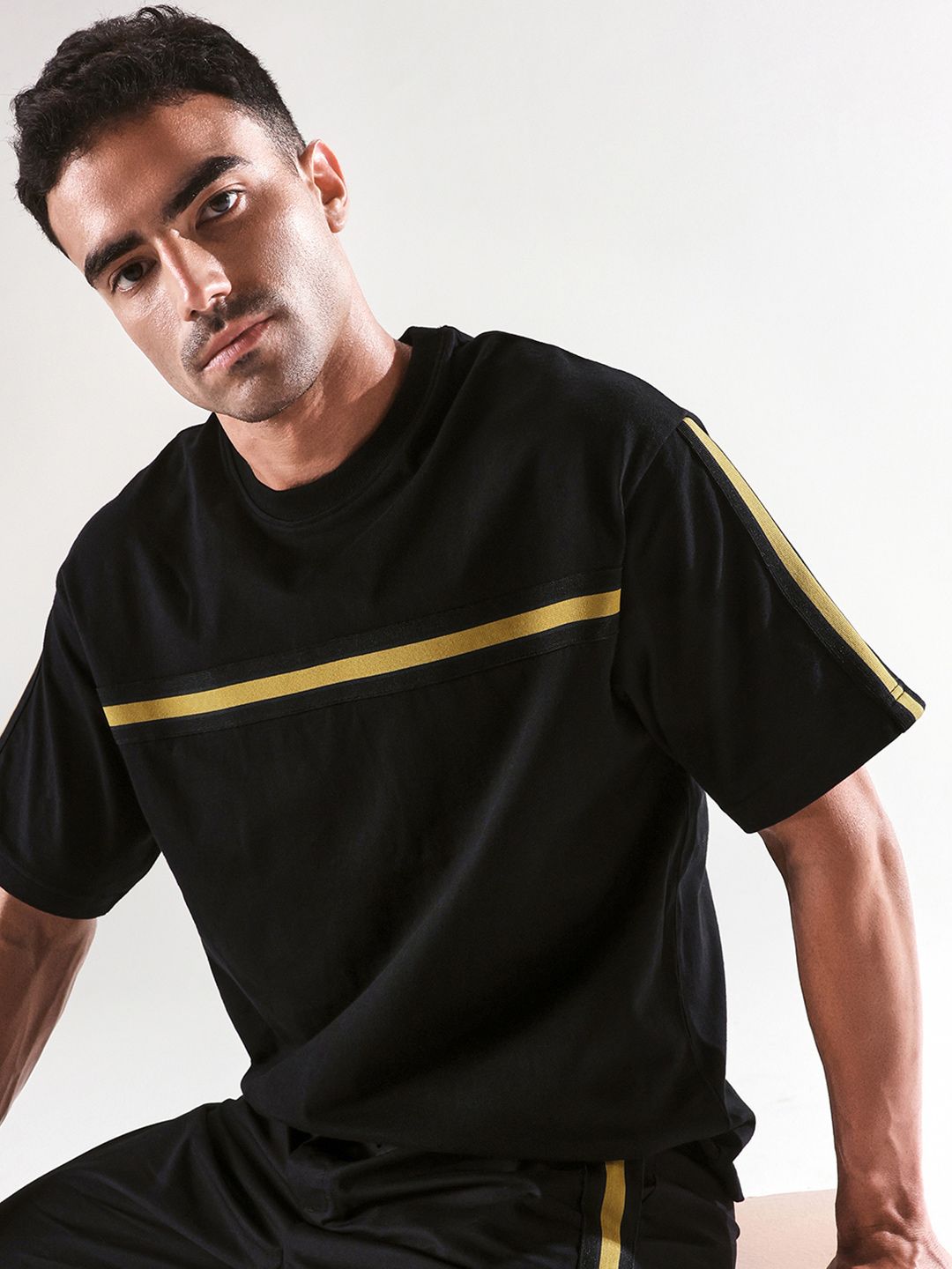 RARE RABBIT Men Striped Round Neck Cotton T-shirt