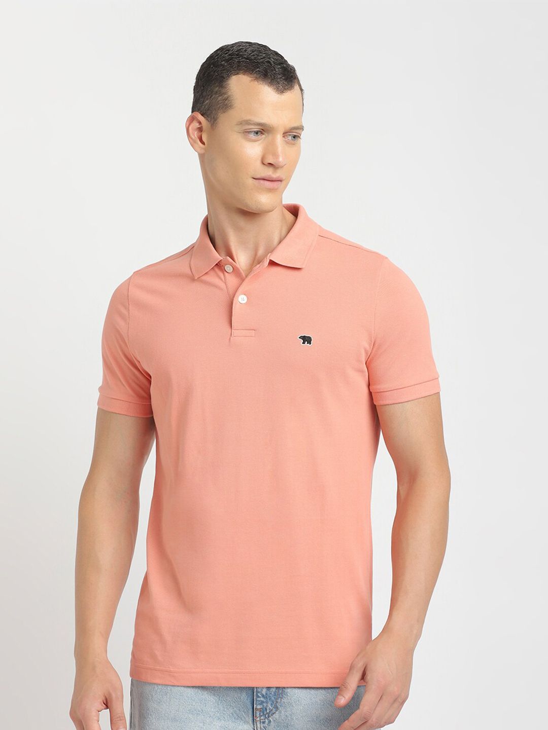 THE BEAR HOUSE Polo Collar Slim Fit Pure Cotton T-shirt