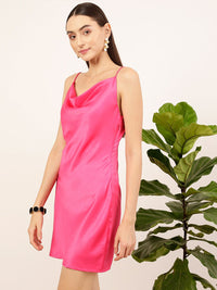 STREET 9 Fuchsia Cowl Neck Sheath Mini Dress