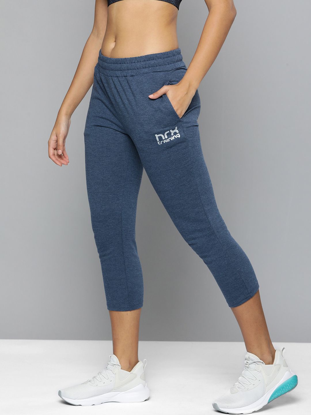HRX By Hrithik Roshan Training Women Navy Melange Rapid-Dry Solid Track Pants