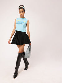 DressBerry Cute Whale Vibes Only Printed Sleeveless Crop T-shirt