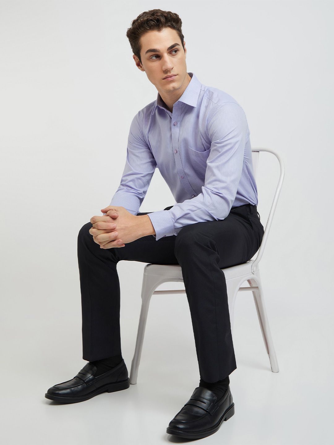 Raymond Self Design Slim Fit Pure Cotton Formal Shirt