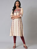 W Ethnic Motif Printed Tie Up Neck A-Line Kurta