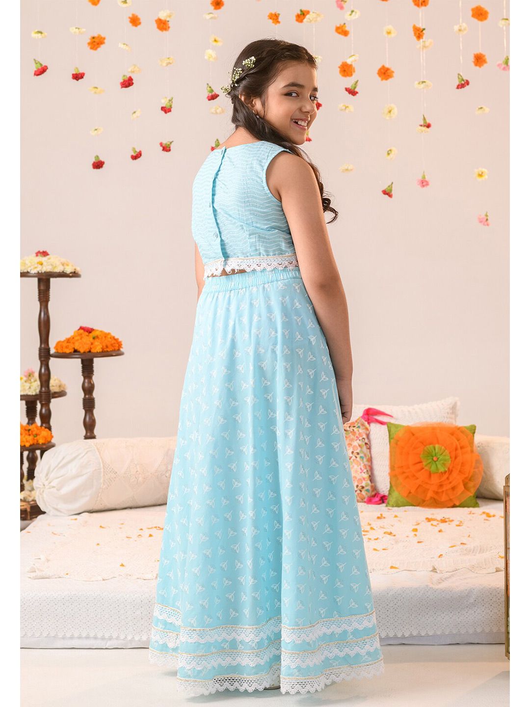 pspeaches Girls Printed Ready to Wear Lehenga Choli With Dupatta