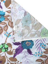 BOMBAY DYEING Ivyrose White & Blue Floral Pure Cotton 110 TC Queen Bedsheet & 2 Pillow Covers