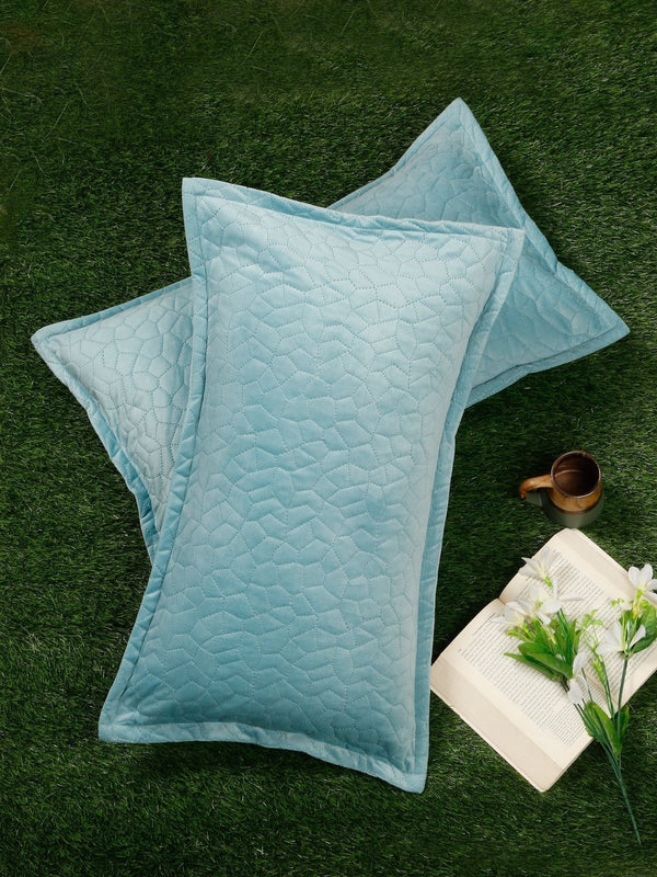 HOSTA HOMES Turquoise Blue 2 Pieces Self Design Rectangle Shaped Pillow Covers