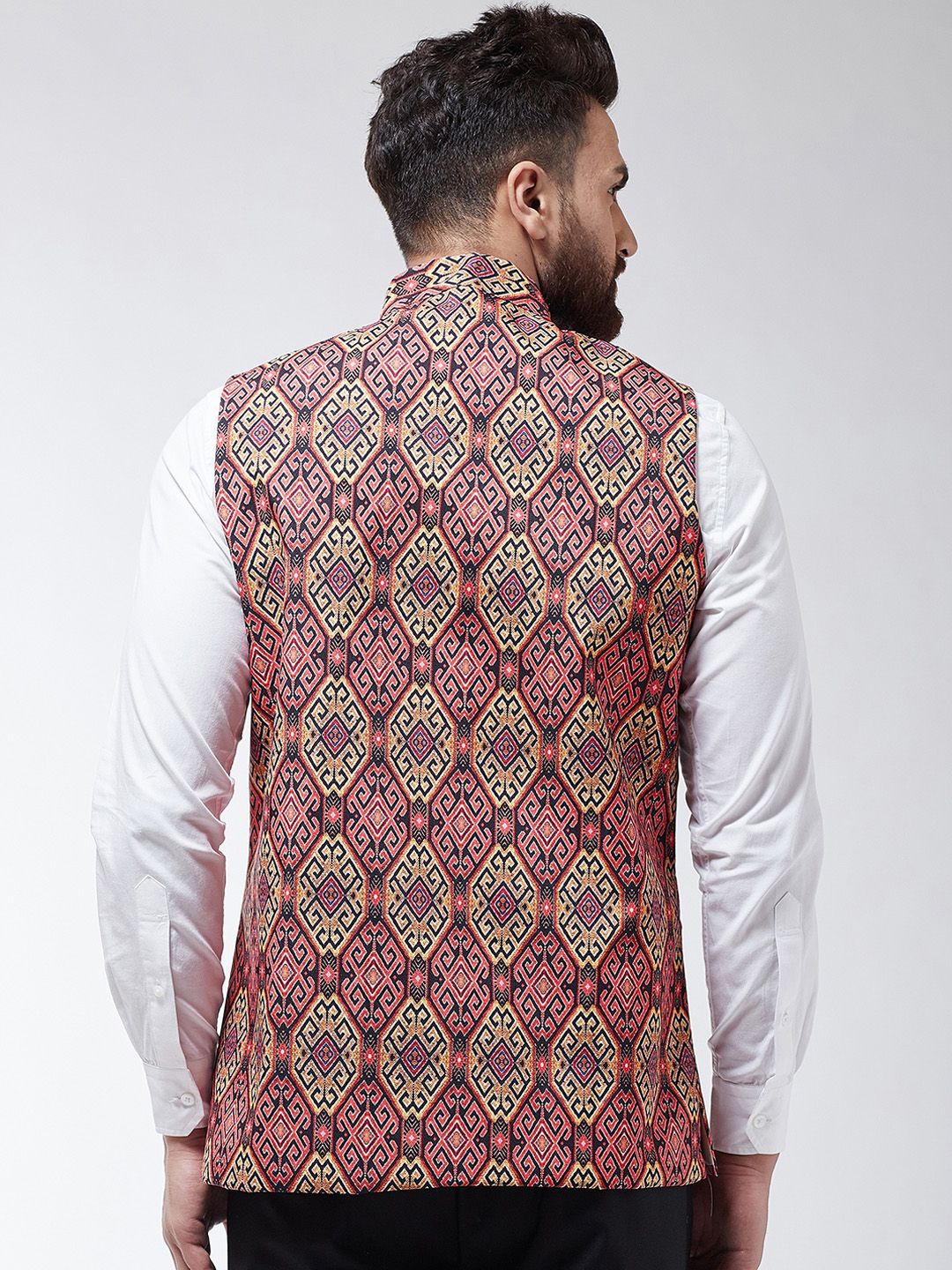 SOJANYA Men Pink & Beige Printed Nehru Jacket