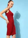 STREET 9 Red A-Line Cotton Dress
