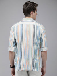THE BEAR HOUSE Men Slim Fit Opaque Striped Pure Cotton Casual Shirt