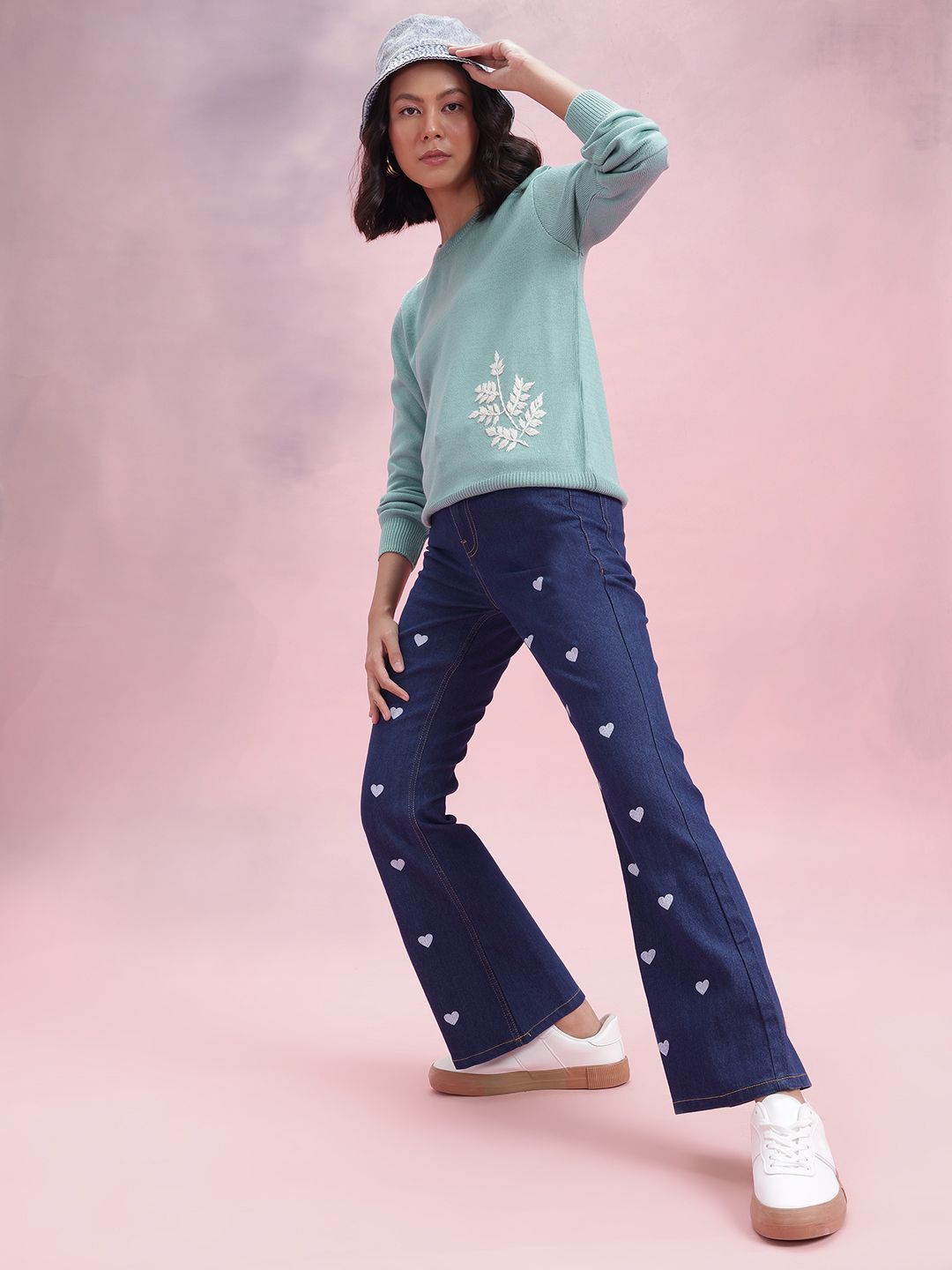 DressBerry Floral Embroidered Acrylic Pullover