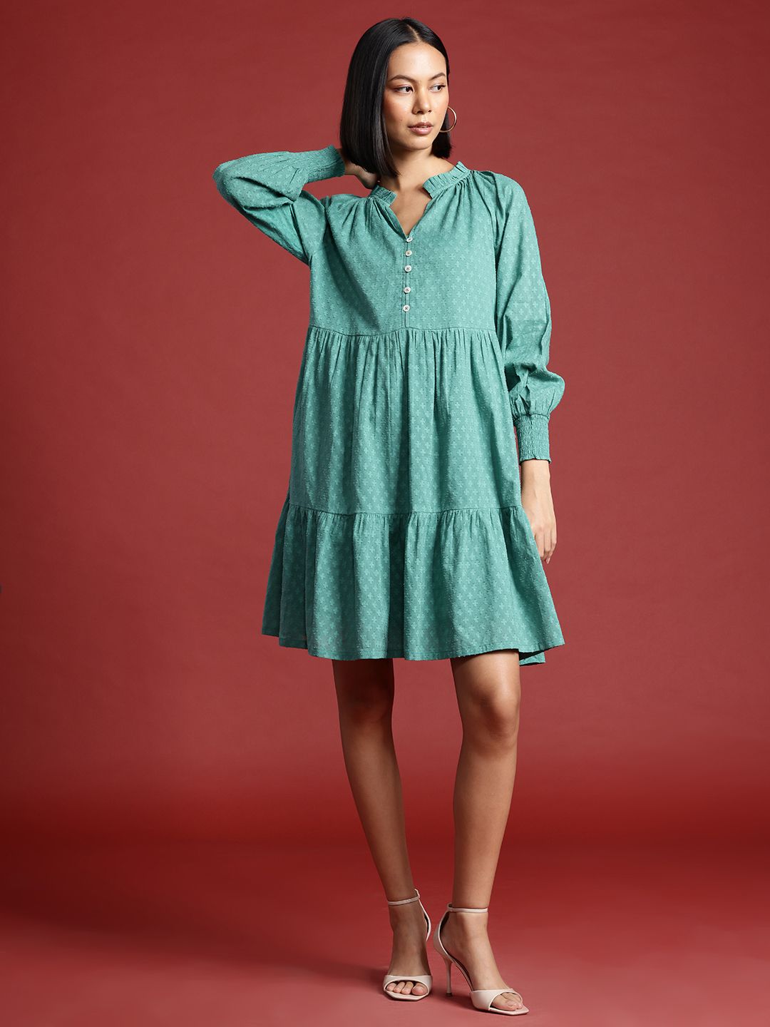 all about you Puff Sleeve Fit & Flare Dress